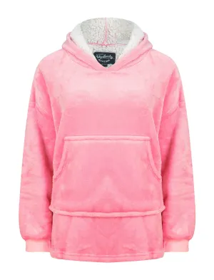 Kids Snuggling Soft Fleece Borg Lined Oversized Hooded Blanket with Pocket in Cameo Pink - Tokyo Laundry Kids (4-12yrs)