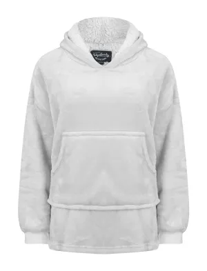 Kids Snuggling Soft Fleece Borg Lined Oversized Hooded Blanket with Pocket in Light Grey Marl - Tokyo Laundry Kids (4-12yrs)