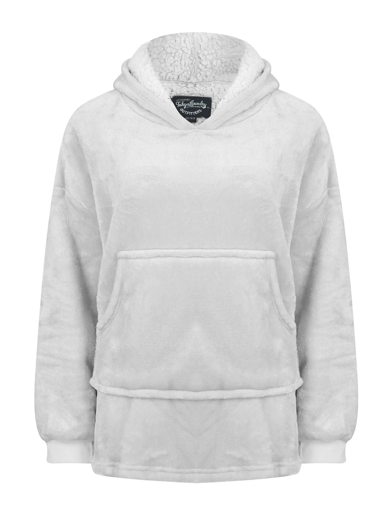 Kids Snuggling Soft Fleece Borg Lined Oversized Hooded Blanket with Pocket in Light Grey Marl - Tokyo Laundry Kids (4-12yrs)