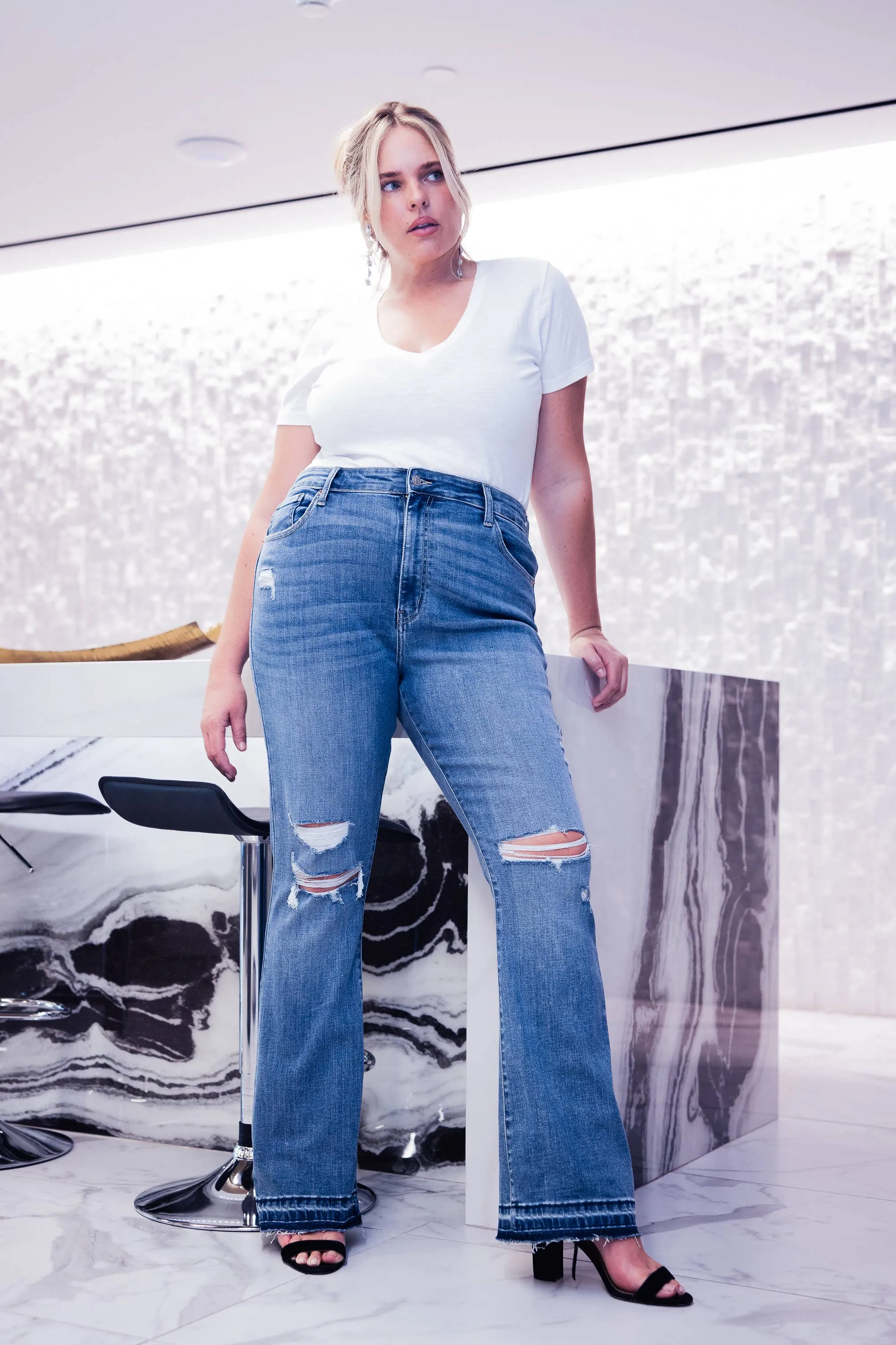 Kinsley High Rise Bootcut with Release Hem Jeans | Plus