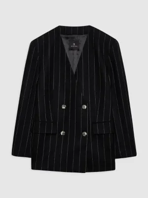 Maron Blazer in Dark Grey Pinstripe