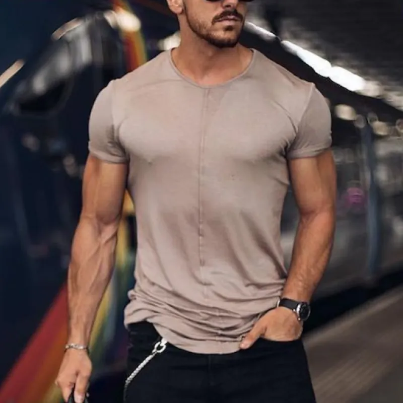 Men's Classic Casual Round Neck Slim Fit Modal Cotton Short Sleeve T-Shirt 96744384K