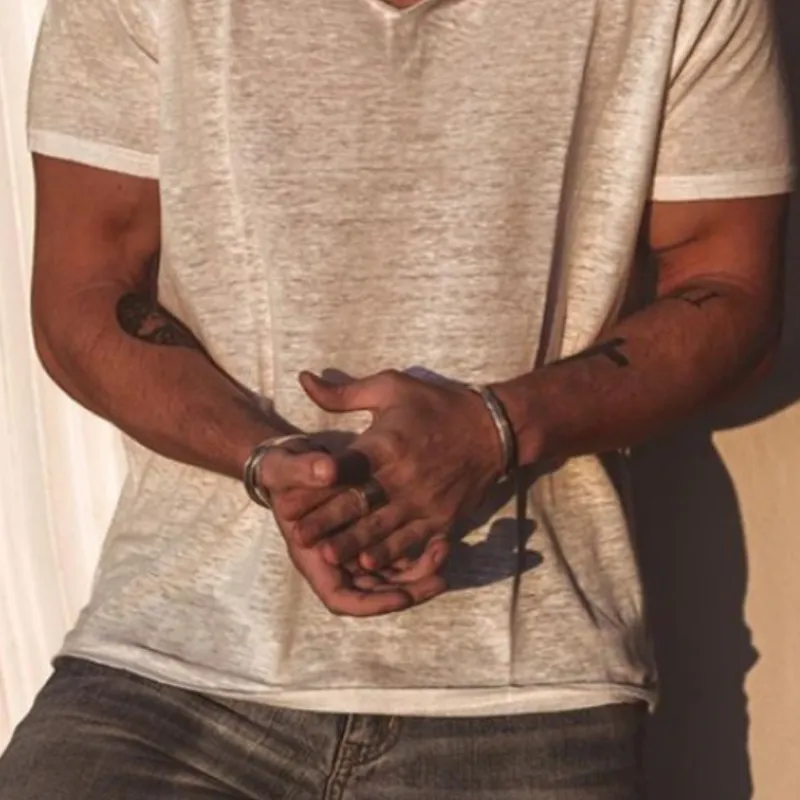 Men's Classic Casual V-Neck Bamboo Cotton Short Sleeve T-Shirt 16077483K
