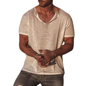 Men's Classic Casual V-Neck Bamboo Cotton Short Sleeve T-Shirt 16077483K