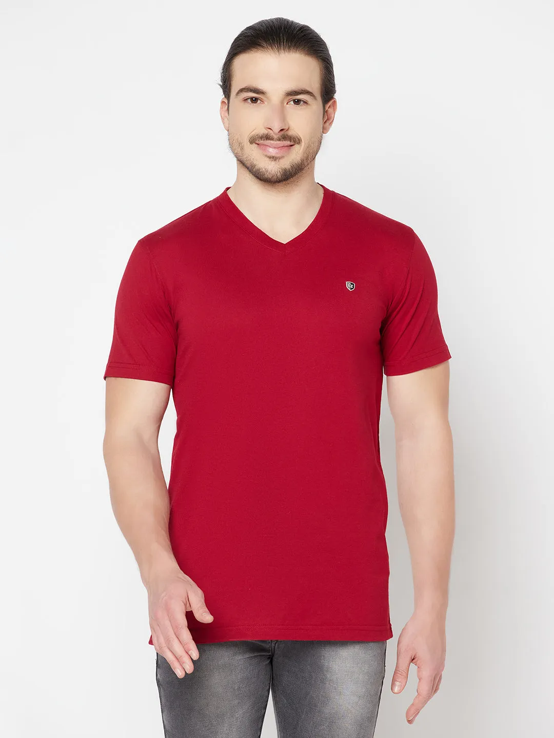 Men's Pack of 3 V neck Half Sleeve T-Shirt Red,White,Black