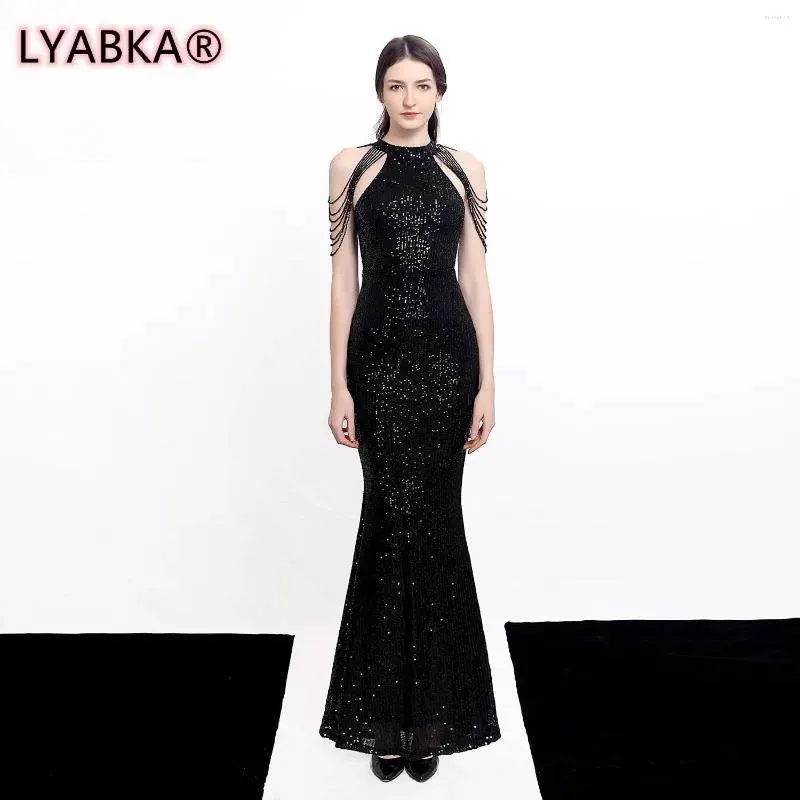 Party Dresses LYABKA Elegant Off Shoulder Beaded Sequin Evening Dress Women Sliver Bodycon Maxi Prom