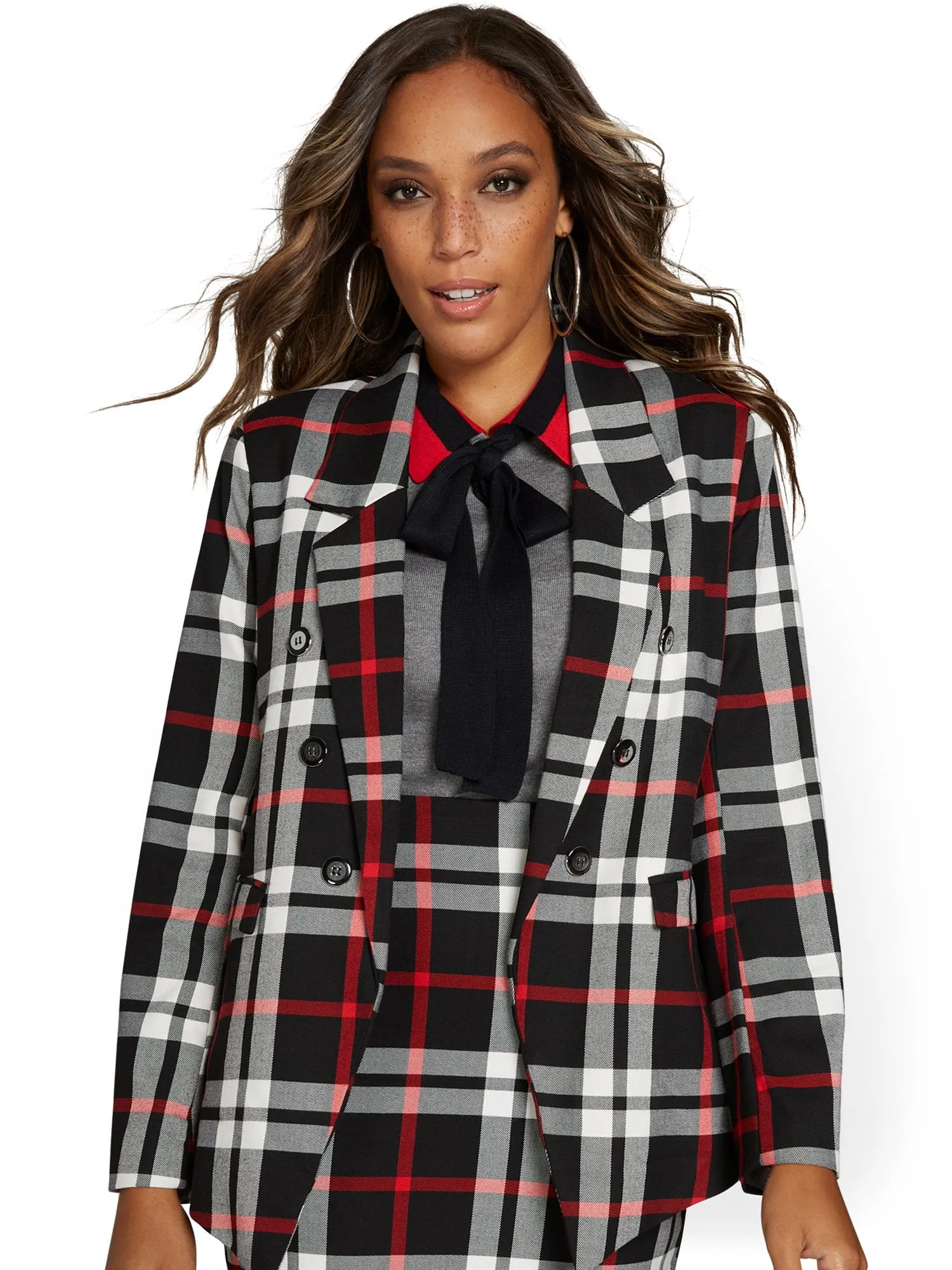 Plaid Oversized Double-Breasted Jacket
