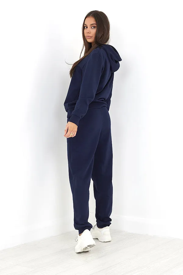 PLAIN NAVY DRAWSTRING JOGGING BOTTOMS