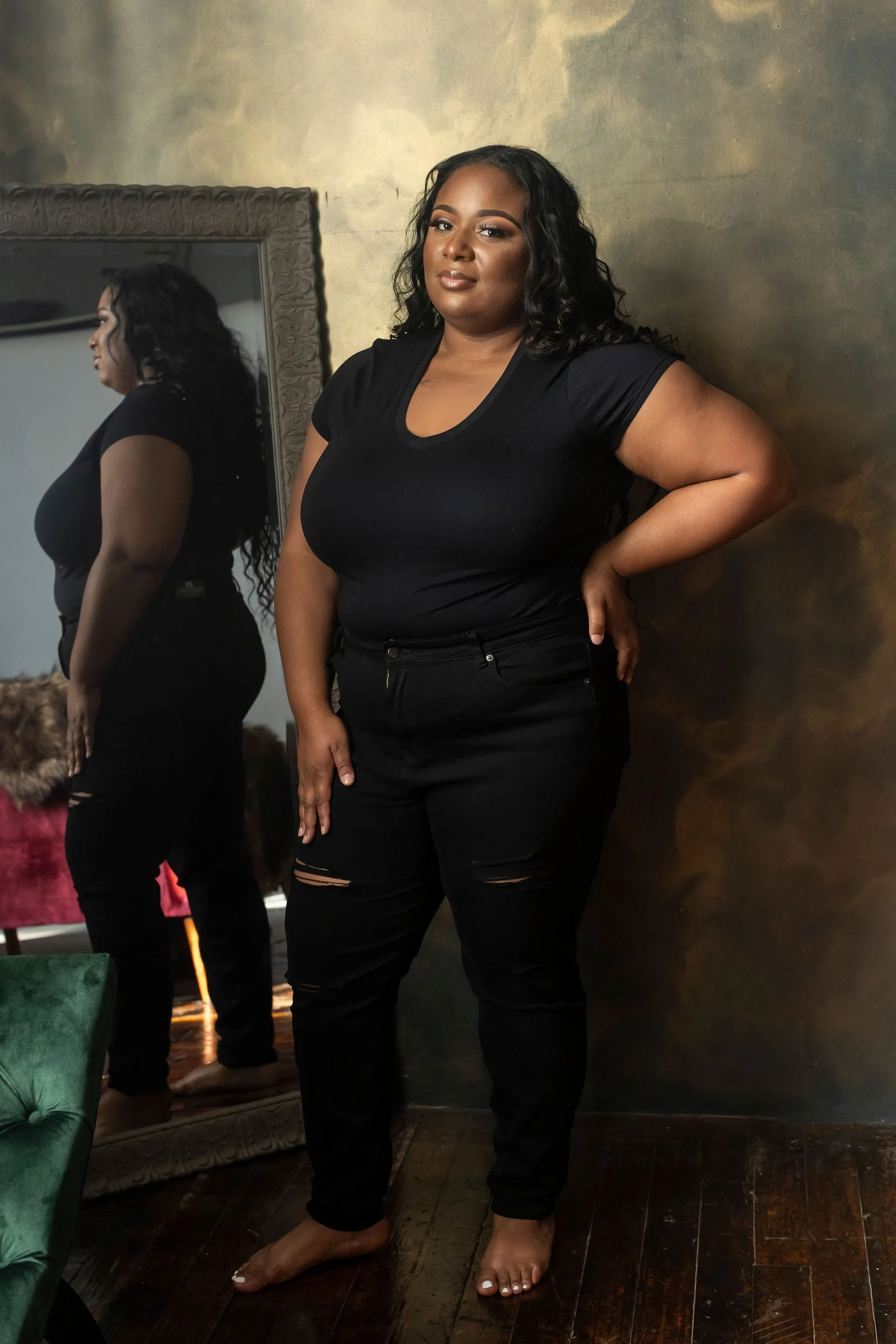 Plus Size  Distressed High Waisted Skinny Jeans