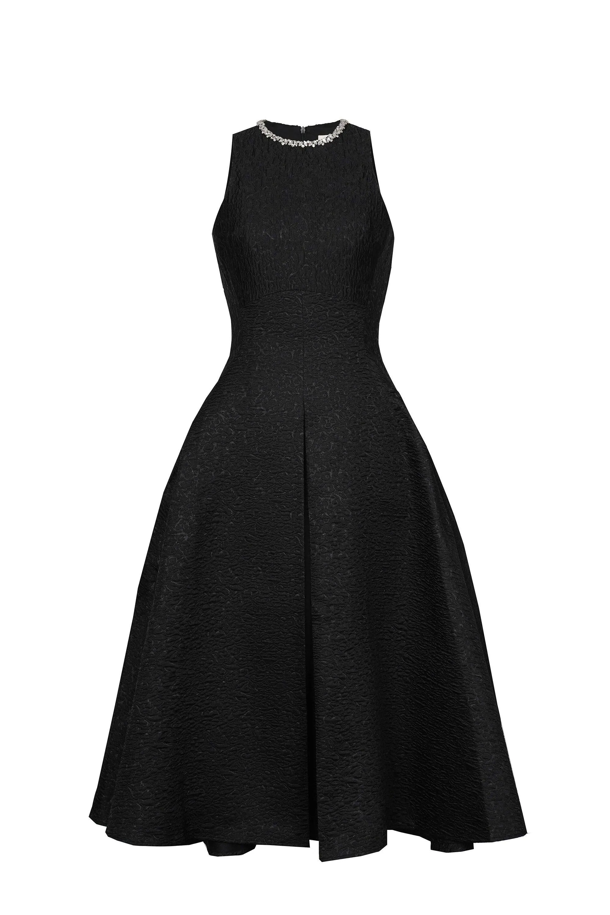 RETRO bridesmaid wedding midi jewel neck dress -Lili