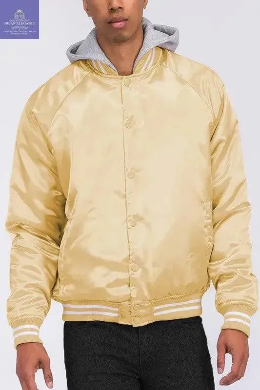 SATIN VARSITY BOMBER JACKET