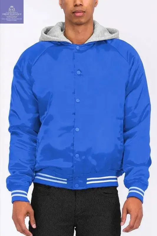 SATIN VARSITY BOMBER JACKET