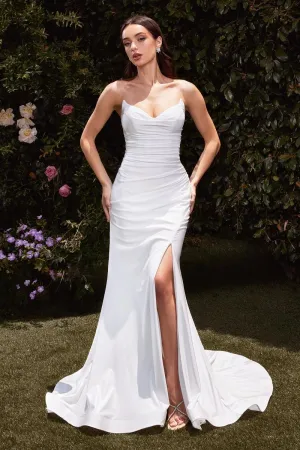 STRAPLESS STRETCH SATIN BRIDAL DRESS CDCD791W
