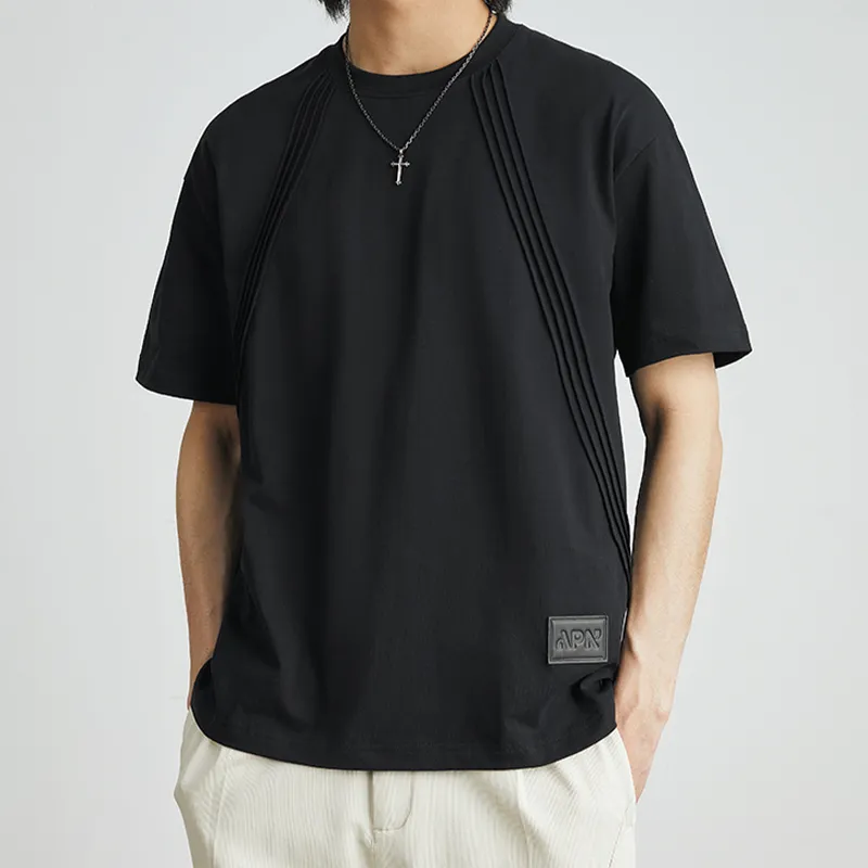 STRIPED CROPPED RETRO COTTON BLACK & WHITE TEE