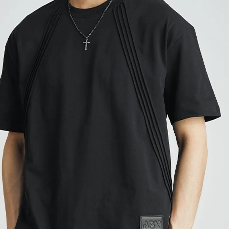 STRIPED CROPPED RETRO COTTON BLACK & WHITE TEE