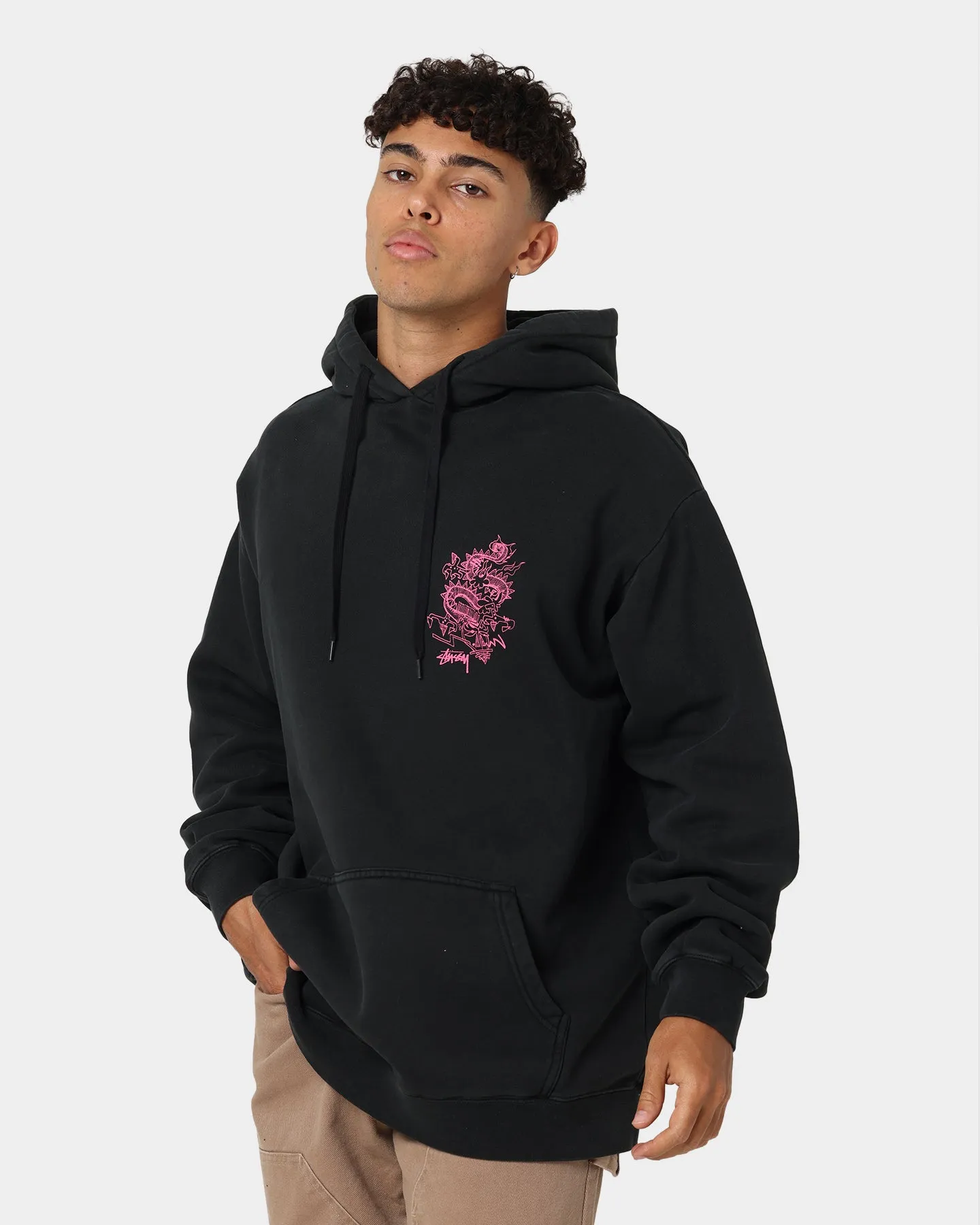 Stussy Script Dragon Hoodie Pigment Black