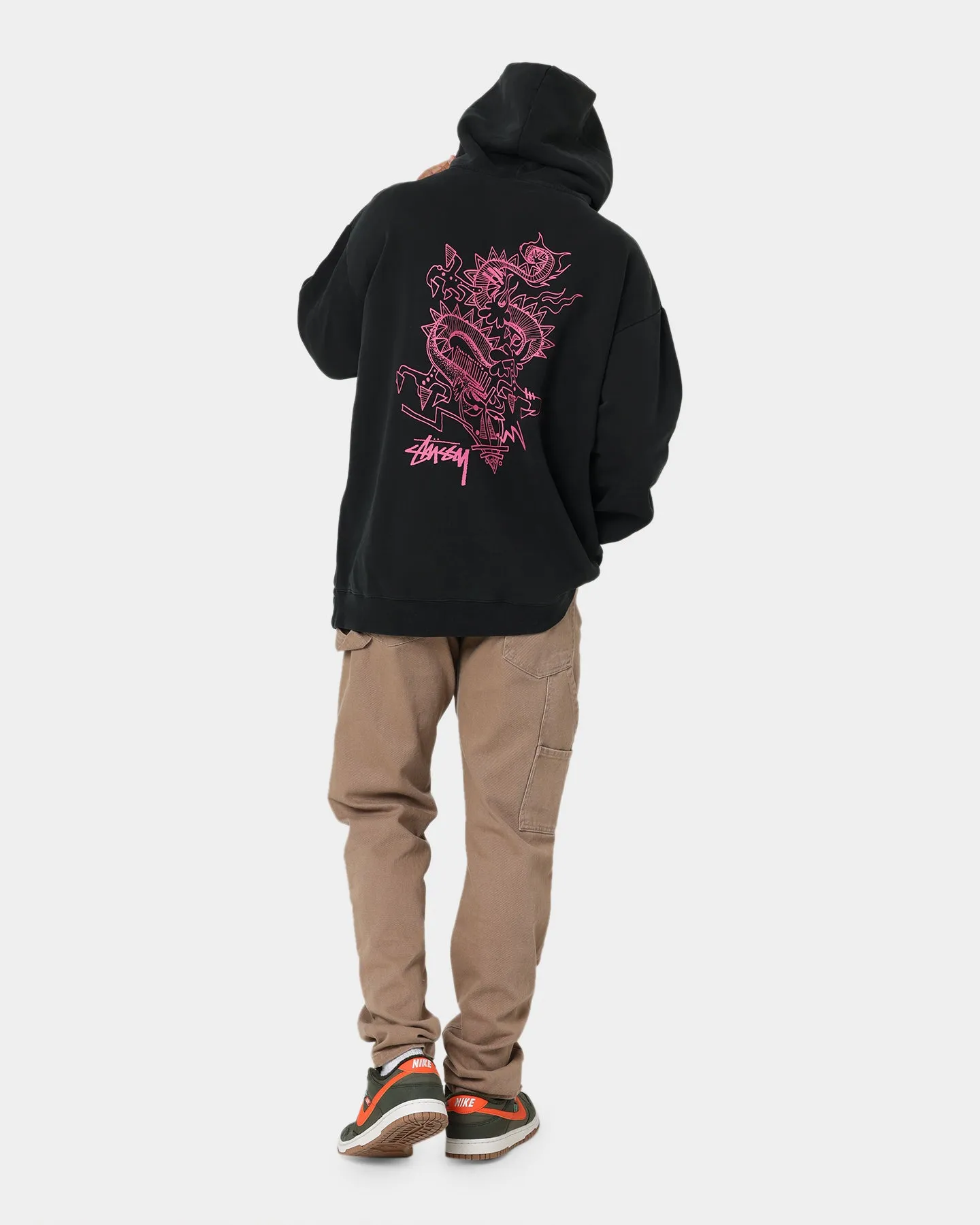 Stussy Script Dragon Hoodie Pigment Black