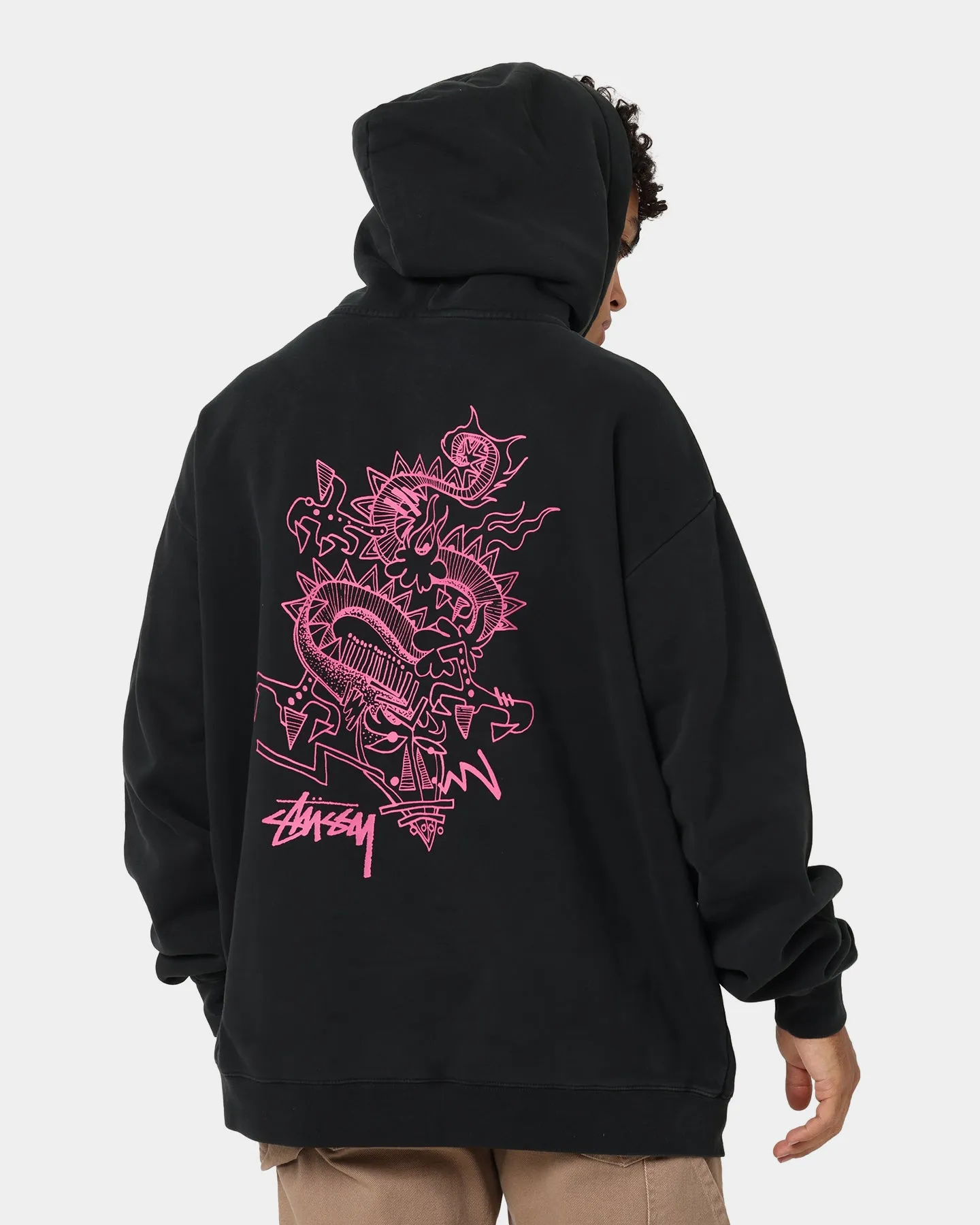 Stussy Script Dragon Hoodie Pigment Black