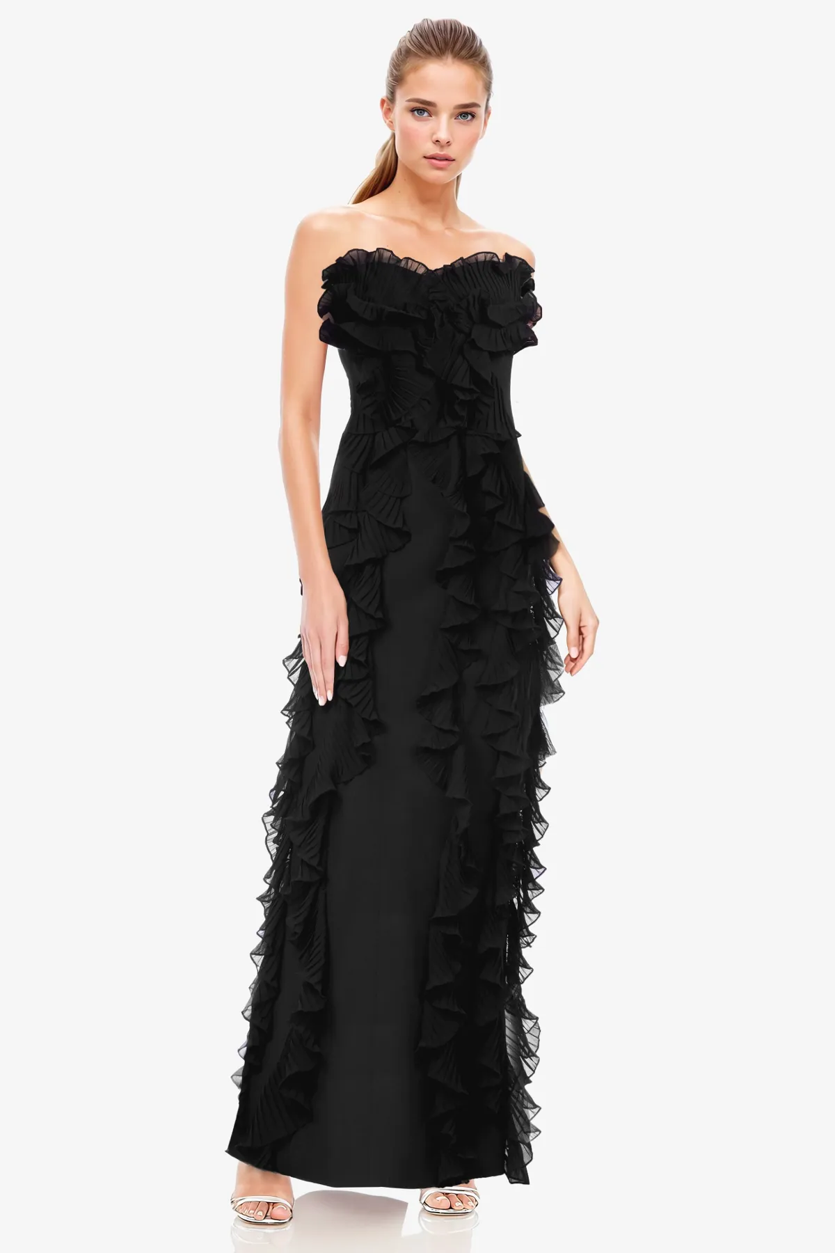 The Khefri | Strapless Chiffon Gown
