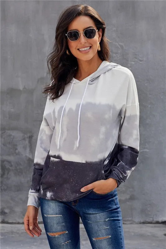 Tie dye Gradient Long Sleeve Pullover Hoodie
