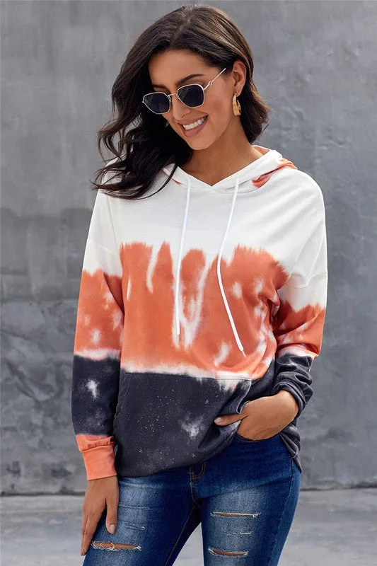 Tie dye Gradient Long Sleeve Pullover Hoodie