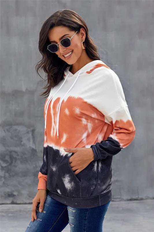 Tie dye Gradient Long Sleeve Pullover Hoodie