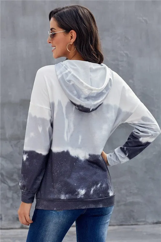 Tie dye Gradient Long Sleeve Pullover Hoodie
