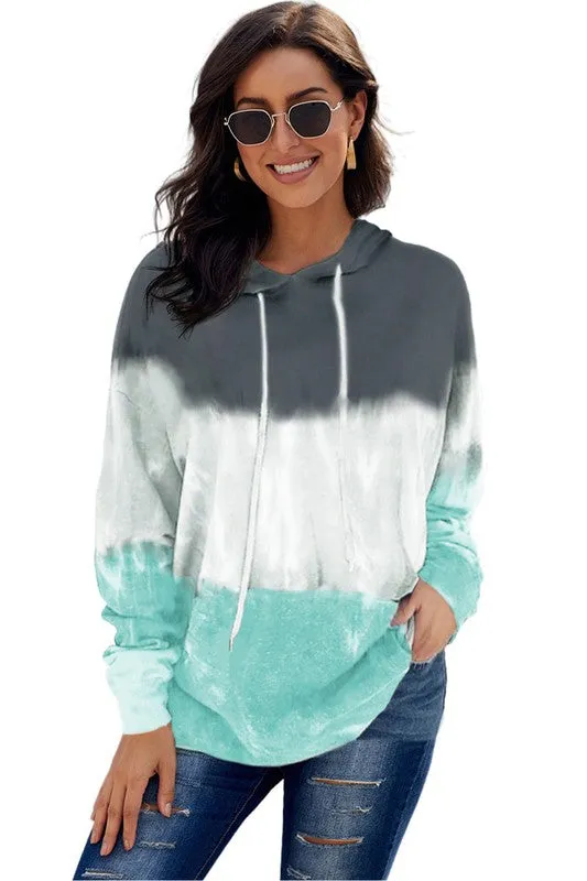 Tie dye Gradient Long Sleeve Pullover Hoodie
