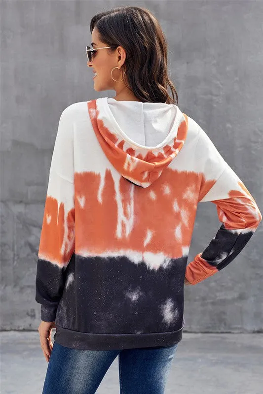 Tie dye Gradient Long Sleeve Pullover Hoodie