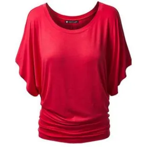 Women's Summer Fashion Pleated Waist Blouse Red - JPWSB767