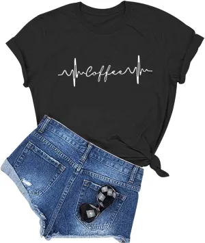 YITAN Women Coffee Graphic Cute T Shirts Funny Ideas